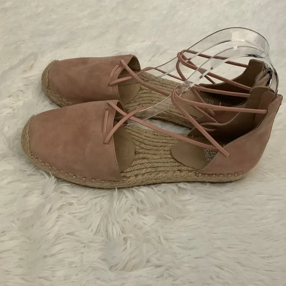 Eileen Fisher Blush Pink Suede Lace‎ Up Espadrilles - Size 7